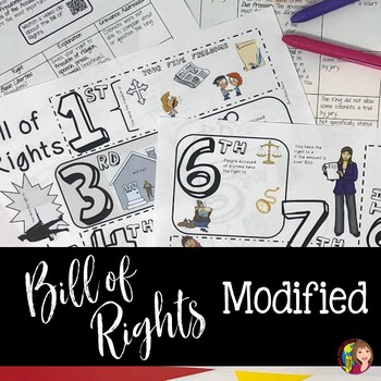 Preview of BILL OF RIGHTS Readings and Doodle Notes MODIFIED for ELL or SPED