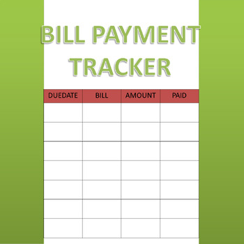 Preview of BILL PAYMENT TRACKER, COLOR