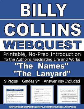 Preview of BILLY COLLINS Webquest | Worksheets | Printables