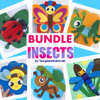 Preview of BUNDLE Bug Insect Summer Spring Crafts Dragonfly Ladybug Ant Bee Grasshopper Art