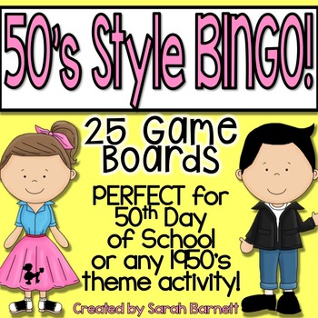 Preview of BINGO - 50th Day of School or Sock Hop Style!