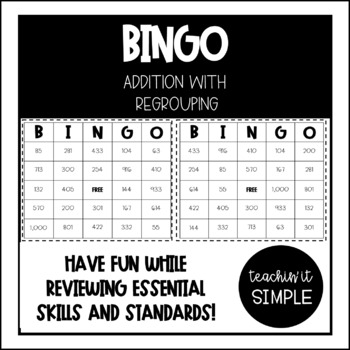 BINGO - ADDITION WITH REGROUPING by Leah Smigiel | TPT