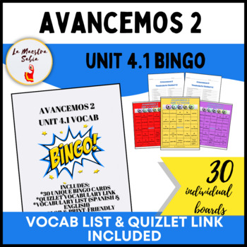 Unit 4 Vocabulary Bingo Card