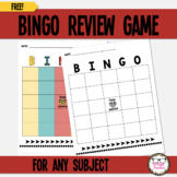 FREE BINGO Board Review Game for Use with Any Subject - Pr
