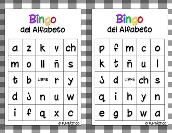 BINGO DEL ALFABETO by FUNtastico Spanish Materials | TpT