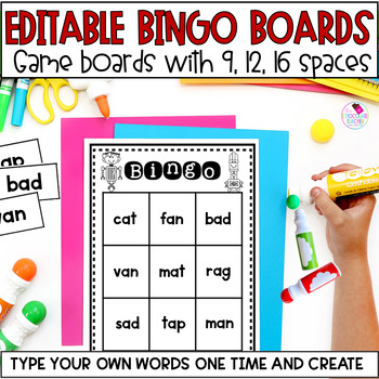 Preview of Editable BINGO Game - Use for Sight Word, Math, Phonics, Classmate BINGO Games
