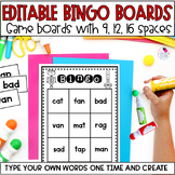 Editable BINGO Game - Use for Sight Word, Math, Phonics, C