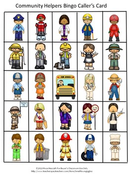 BINGO Games Community Helpers Theme Special Education Visual Discrimination