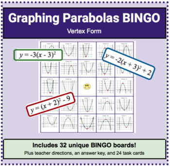 Bingo Graphing Quadratics Parabolas In Vertex Form By Algebra Made Fun