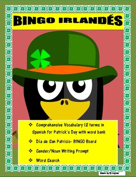 Preview of BINGO IRLANDÉS-Colores/Vocabulario- St. Patrick's in Spanish-Distance Learning