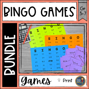 Preview of BINGO Math Games Bundle - Math Review Activity - 5th Grade, 6th Grade, 7th Grade