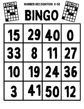 BINGO Numbers 0-50 by Teaching 4 recess | TPT