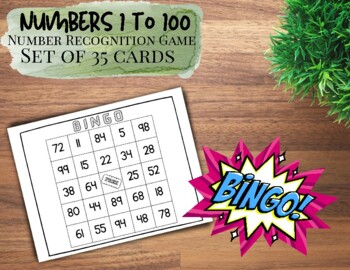 Preview of BINGO Numbers | 1 - 100 | Number Recognition | Number Sense | 35 Card Set | Game