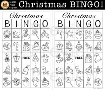 Christmas BINGO! Printable Game [Marie Cole Clipart] by Marie Cole Clipart