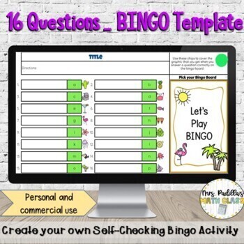 Preview of BINGO Self-checking Digital Activity TEMPLATE | 16 Questions