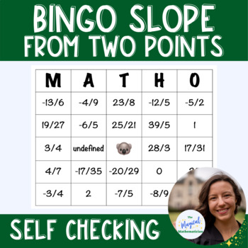 Preview of BINGO: Slope from Two Points; Self Checking Game; Low Prep