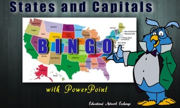 Preview of BINGO: States and Capitals with PowerPoint Presentation