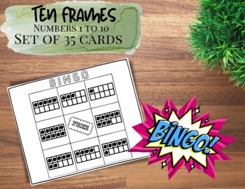 Preview of BINGO Ten Frames | 1-10 | Numbers | Number Sense | 35 Card Set | Games | Fun