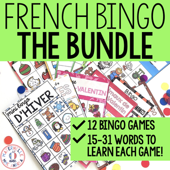 Preview of BINGO Bundle - Vocabulaire en français (FRENCH Thematic Vocabulary Bingo Bundle)