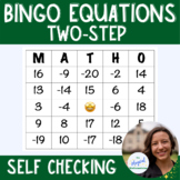 BINGO: Two Step Equations; Self Checking Game; Low Prep