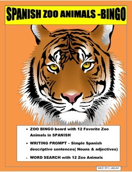 Preview of BINGO-ZOOLOGICO-Colors/Gender/Nouns- Animals in Spanish-Distance Learning