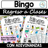 SPANISH Back to School Bingo Riddles Game / Bingo de Regre