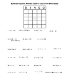 BINGO equations worksheet