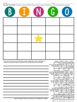 Writing Activity: BINGO with writing extension and rubric | TpT