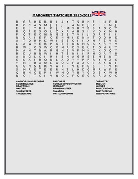 Preview of BIOGRAPHICAL WORD SEARCH -MARGARET THATCHER 1925-2013