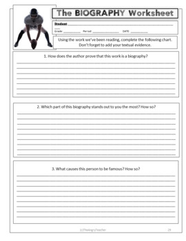 biographies with worksheets