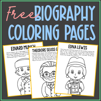 Preview of BIOGRAPHY COLORING PAGES | Social Studies Activity | History Posters | FREE