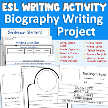 Preview of BIOGRAPHY WRITING PROJECT | GOOGLE SLIDES | ESL