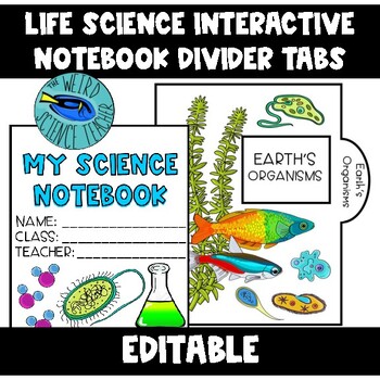 Preview of BIOLOGY/ LIFE SCIENCE INTERACTIVE FULLY EDITABLE NOTEBOOK DIVIDER TABS
