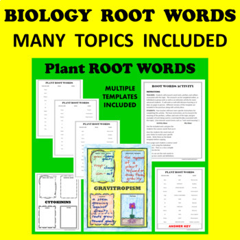 Preview of BIOLOGY LIFE SCIENCE VOCABULARY - ROOT WORDS, PREFIXES and SUFFIXES BUNDLE