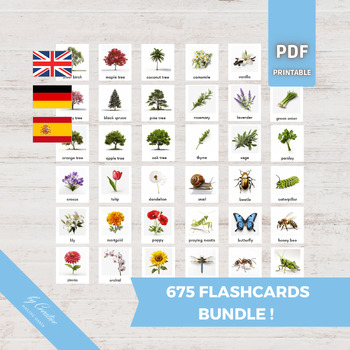 Preview of BIOLOGY NATURE Bundle • 855 Montessori Flash Cards • Printable Language Images