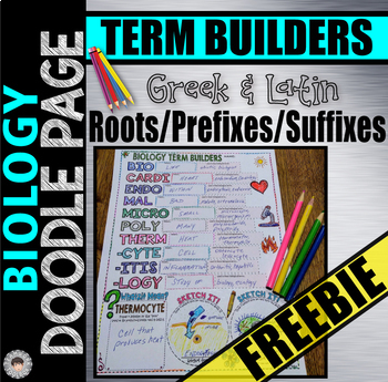 Preview of BIOLOGY Root/Prefix/Suffix DOODLE PAGE ~FREEBIE~