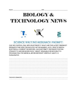 Preview of BIOLOGY-TECHNOLOGY NEWS: ELECTRICITY & DNA: MG, GRS. 9-12, COLLEGE