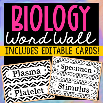 Preview of BIOLOGY Vocabulary Word Wall Terms | Science Test Prep Activity | Body Systems