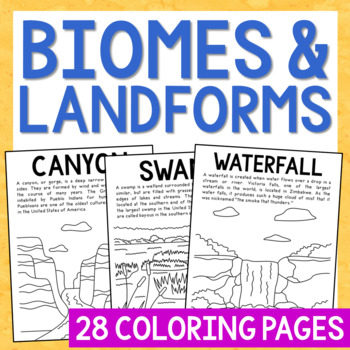 Biomes Landforms Ecosystems Coloring Page Posters 