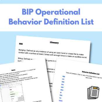 Preview of BIP Operational Behavior Definition Glossary
