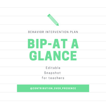 Preview of BIP at a glance- Editable