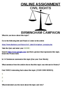 BIRMINGHAM CAMPAIGN ONLINE ASSIGNMENT(MICROSOFT DISTANCE LEARNING)