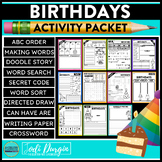 BIRTHDAY ACTIVITY PACKET word search early finisher activi