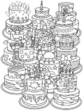BIRTHDAY CAKE COLORING PAGES