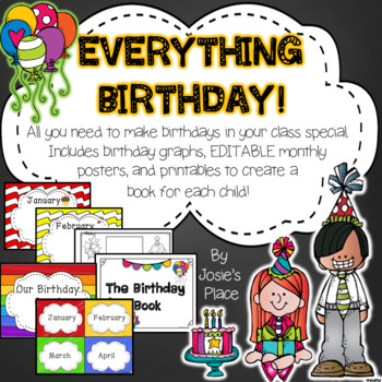 Preview of BIRTHDAYS *Editable* Books, Activities, Charts & More!