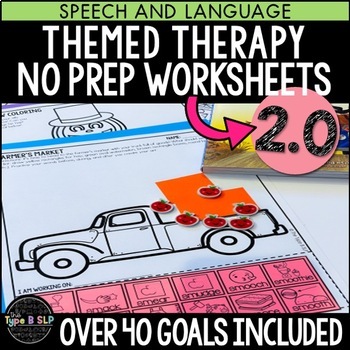 Preview of Yearlong No Prep Worksheets for Speech Therapy 2.0: Themed Therapy
