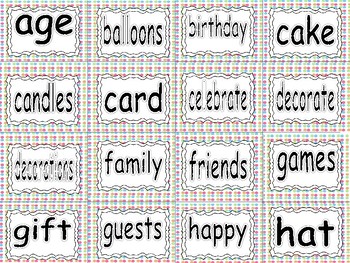 BIRTHDAY ~ Word Wall Words by TORI NEELY WHITE | TpT