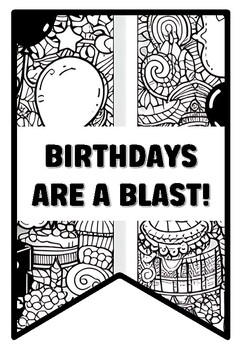 BIRTHDAYS ARE A BLAST! Birthday Zentangle Coloring Pages by Swati Sharma