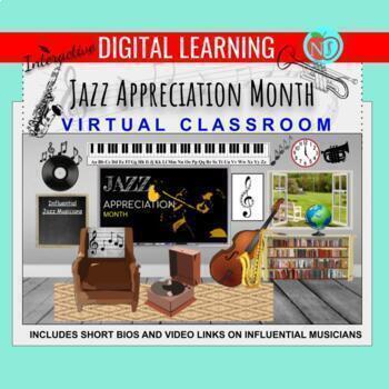 Preview of BITMOJI CLASSROOM | Jazz Appreciation MONTH | Google Classroom | Jazz Musicians