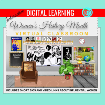 Preview of BITMOJI CLASSROOM | Women's History MONTH | Online E-Learning | Virtual Class